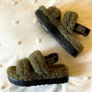 Ugg Oh Fluffita slippers, size 8. Olive color. Never worn!